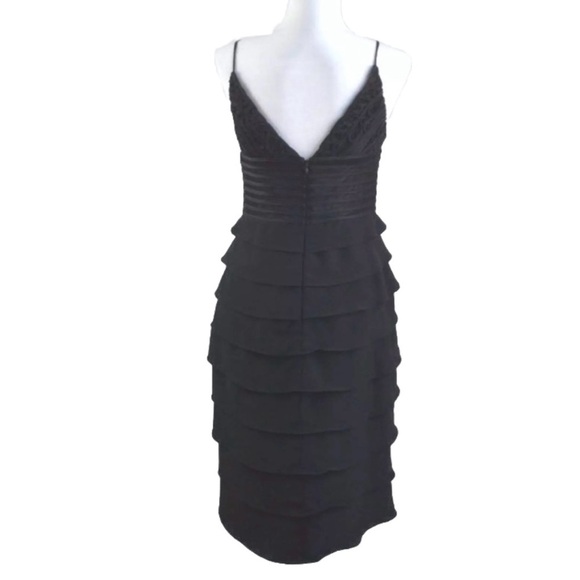 New Vintage Cache Y2K Asymmetric Ruffle Chiffon Ruched Illusion Dress 12 Ribbon - Picture 3 of 16